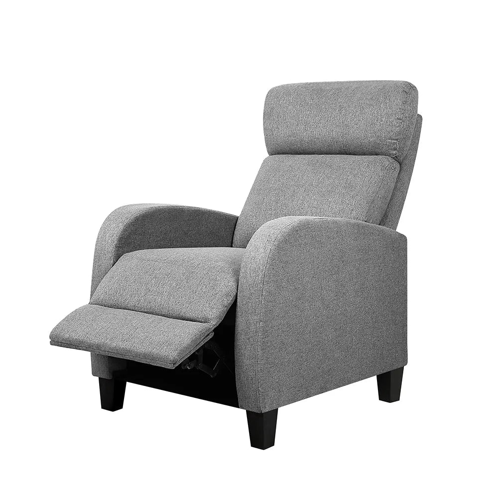 Fabric Reclining Armchair - Grey - Living Room