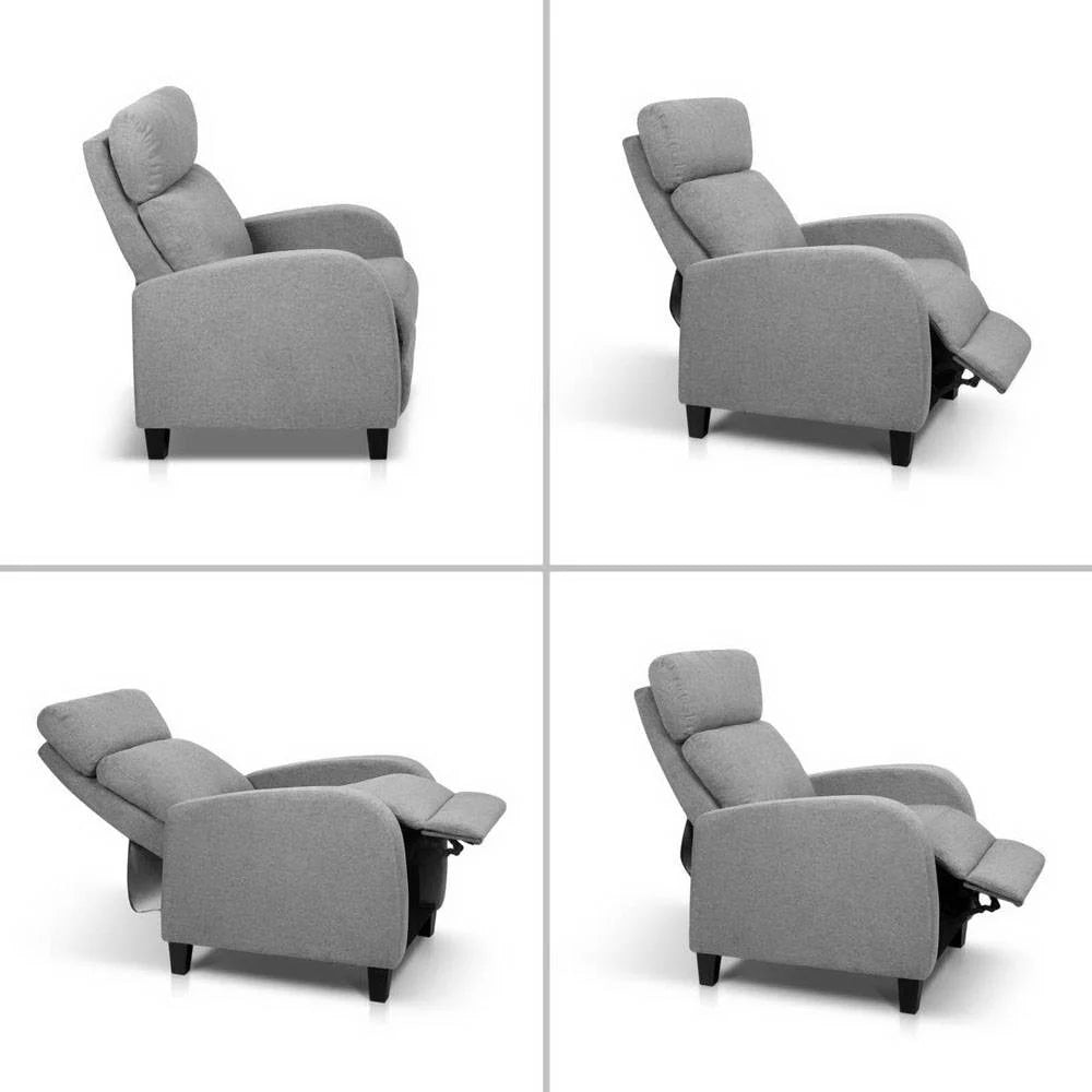 Fabric Reclining Armchair - Grey - Living Room