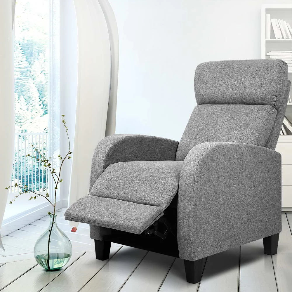 Fabric Reclining Armchair - Grey - Living Room
