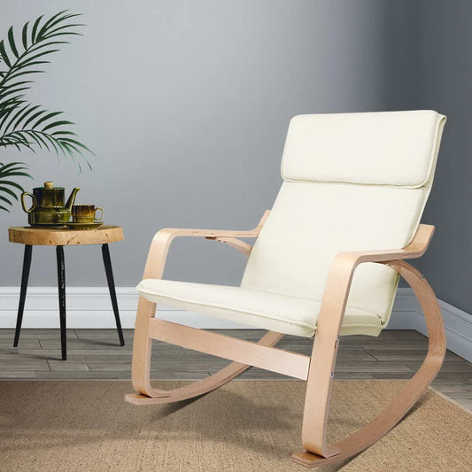 Fabric Rocking Armchair - Beige - Living Room
