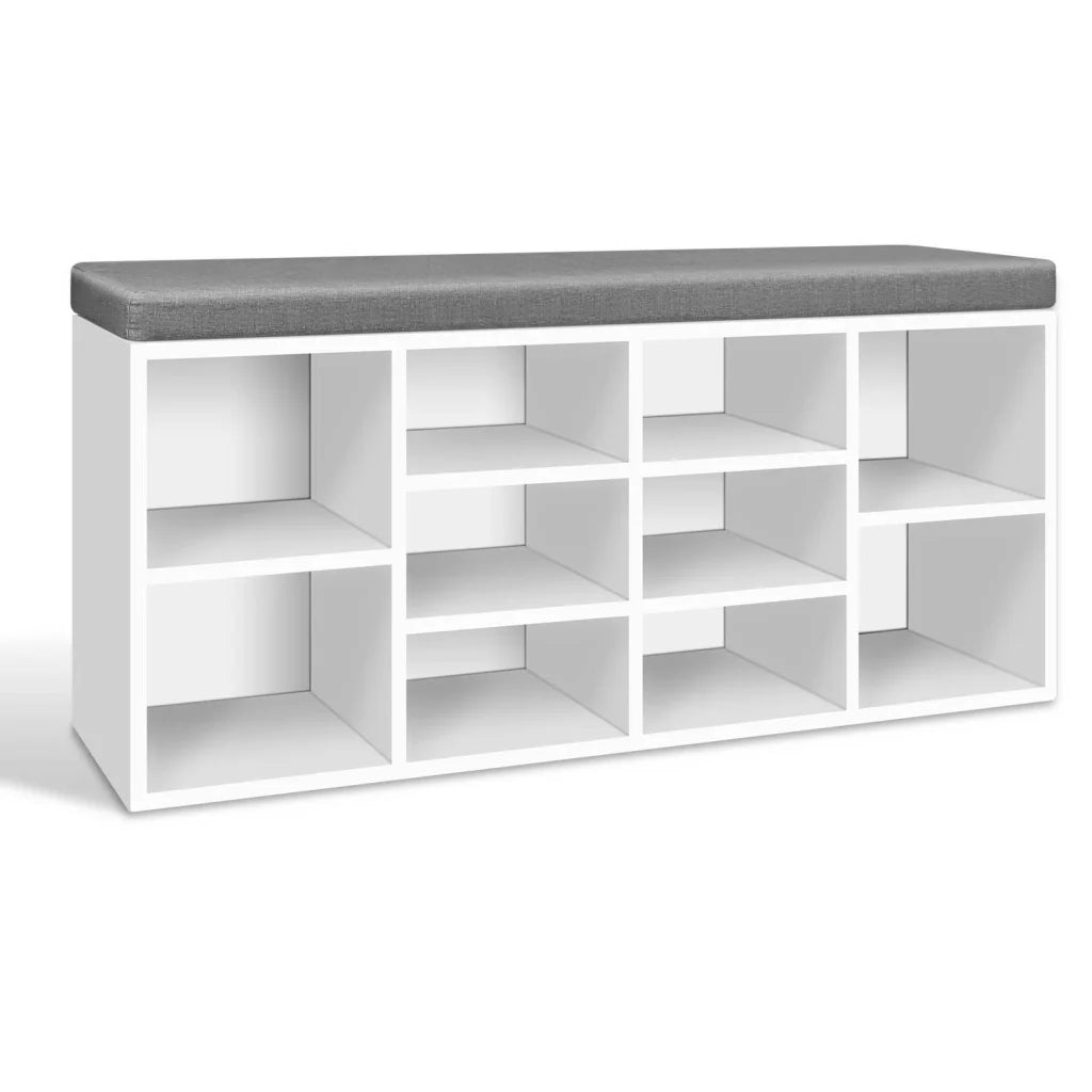 Fabric Shoe Bench with Storage Cubes White - Living Room