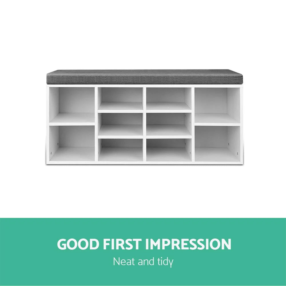 Fabric Shoe Bench with Storage Cubes White - Living Room