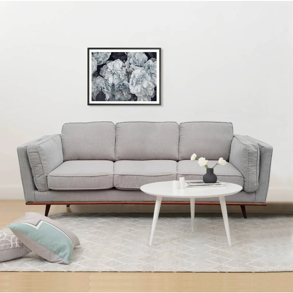 Fabric Sofa 3-Seater Beige Modern Lounge Set - Living Room
