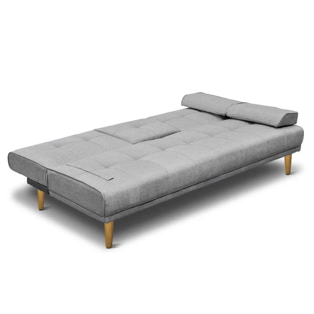 Fabric Sofa Bed 3 Seater - Grey - Sofa Beds