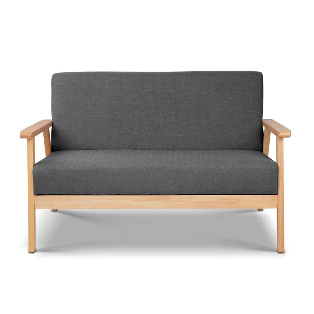 Fabric Sofa Chair 2-Seater Grey - Bar Stools & Chairs