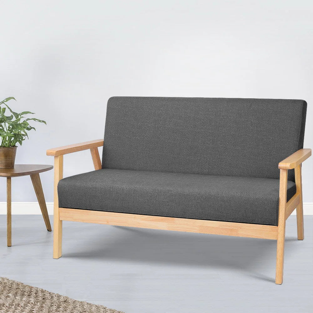 Fabric Sofa Chair 2-Seater Grey - Bar Stools & Chairs