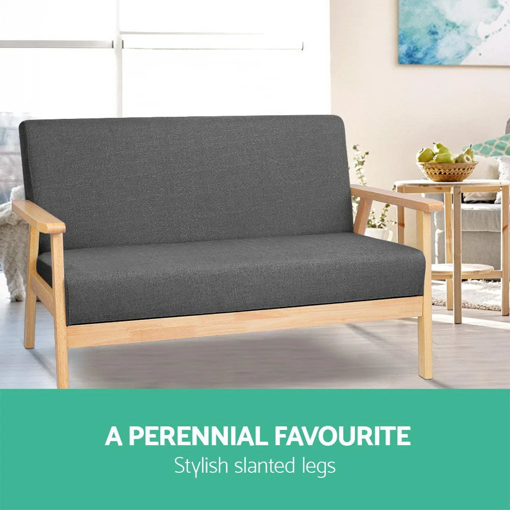Fabric Sofa Chair 2-Seater Grey - Bar Stools & Chairs