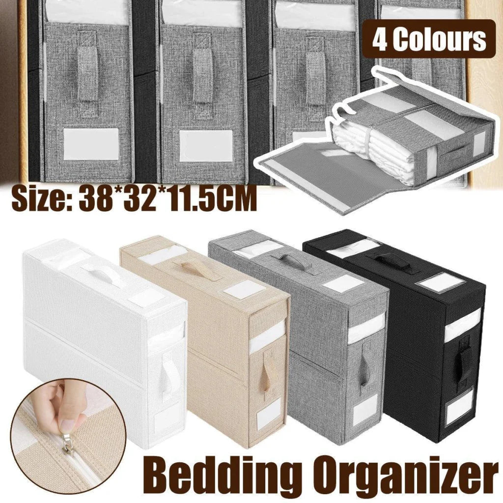 Fabric Storage Box Set Bedding Organizer Closet Blanket