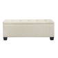 Beige fabric storage ottoman
