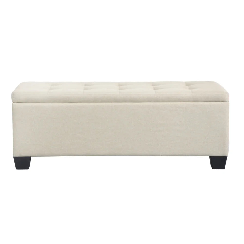 Fabric Storage Ottoman (Large) Beige - Bedroom