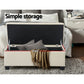 Fabric Storage Ottoman Large Beige faux