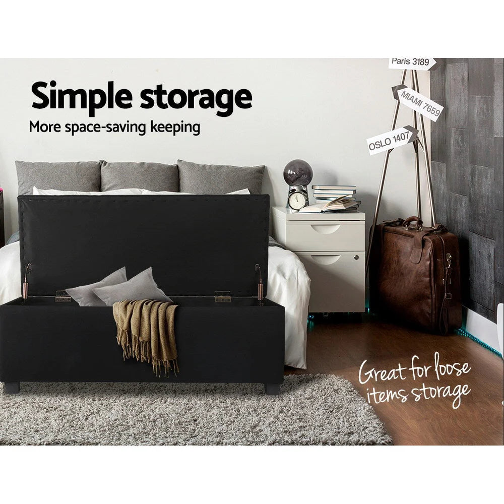 Fabric Storage Ottoman (Large) Black - Bedroom