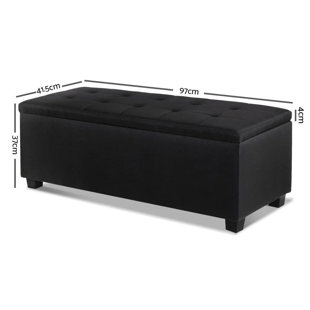 Fabric Storage Ottoman (Large) Black - Bedroom