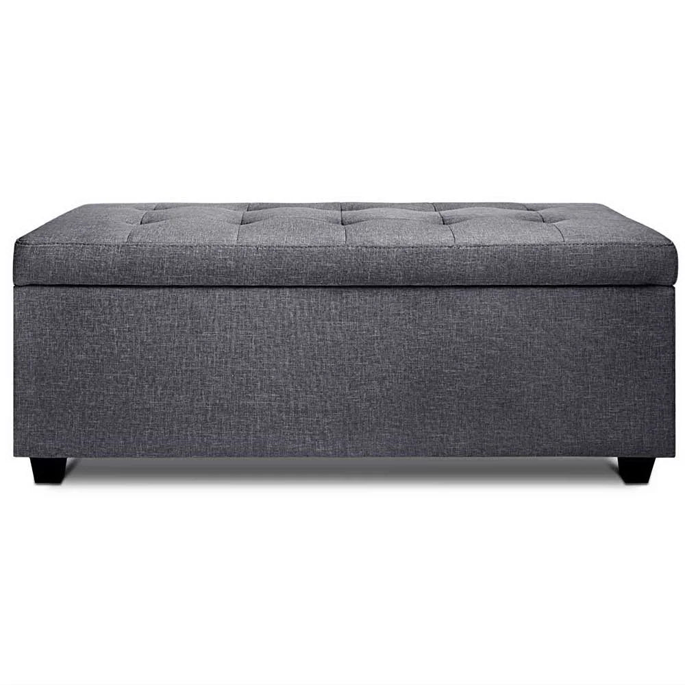 Fabric Storage Ottoman (Large) Grey - Bedroom