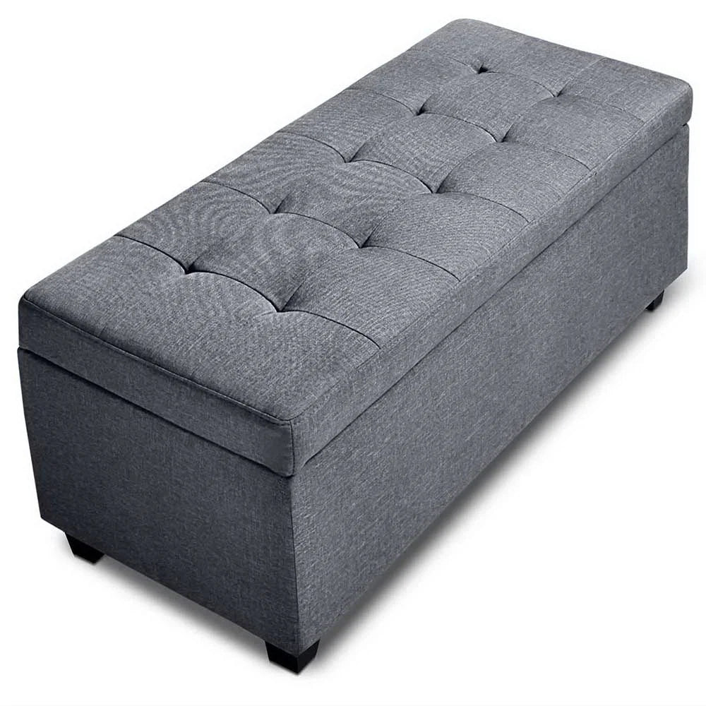 Fabric Storage Ottoman (Large) Grey - Bedroom