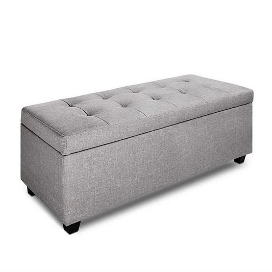 Fabric Storage Ottoman (Large) Light Grey - Bedroom
