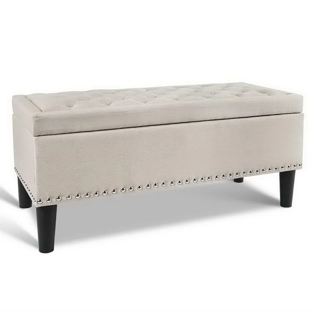 Fabric Storage Ottoman Taupe - Bedroom