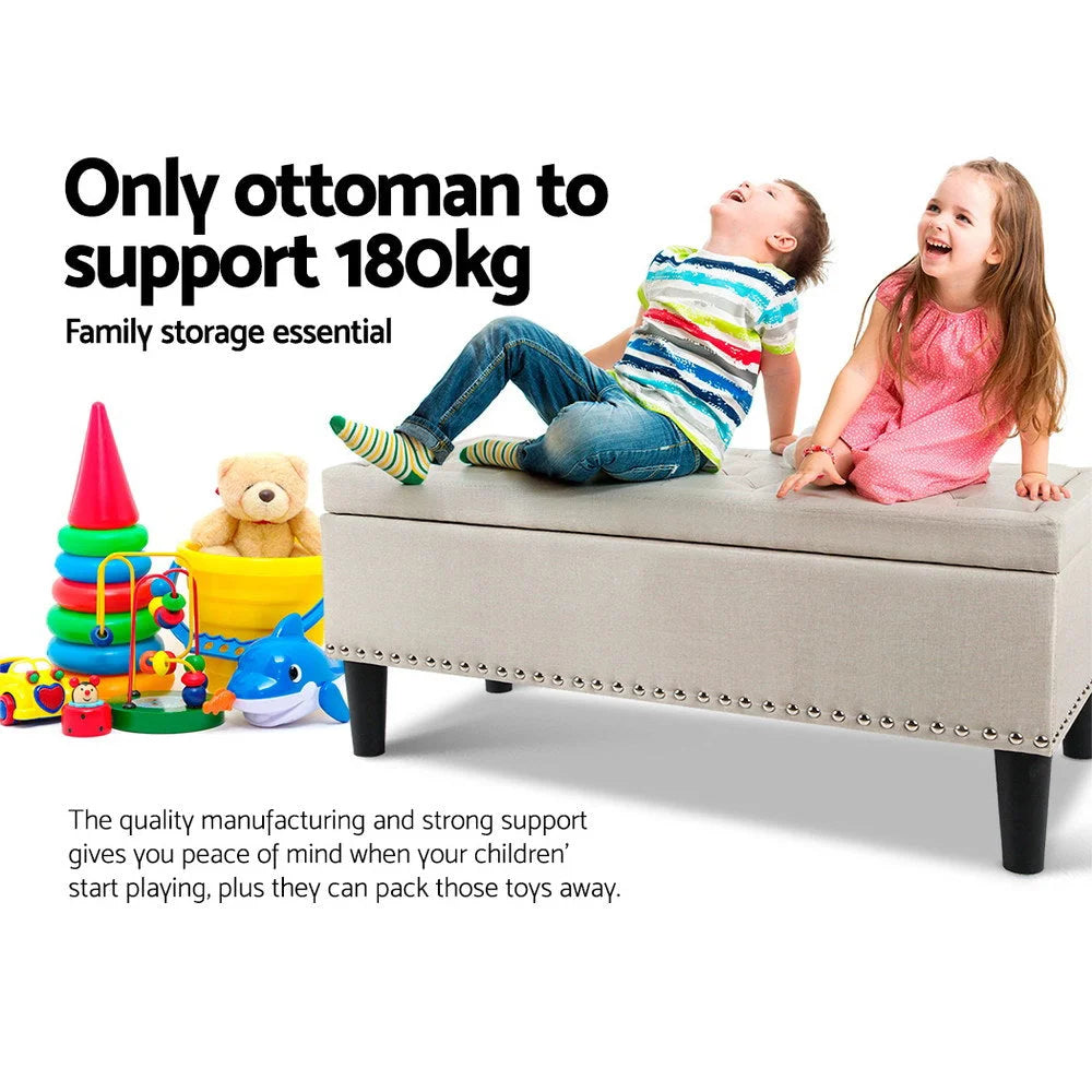 Fabric Storage Ottoman Taupe - Bedroom