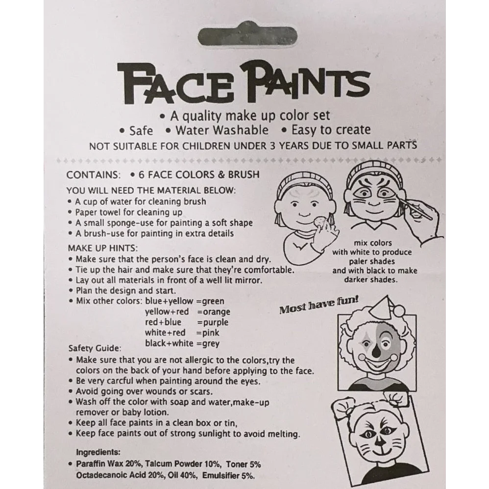 FACE PAINT Costume Party Non-Toxic Palette Clown Dress Up