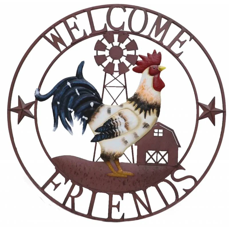 Farm Rooster Metal Wall Art 56x56cm - Home & Garden > Wall