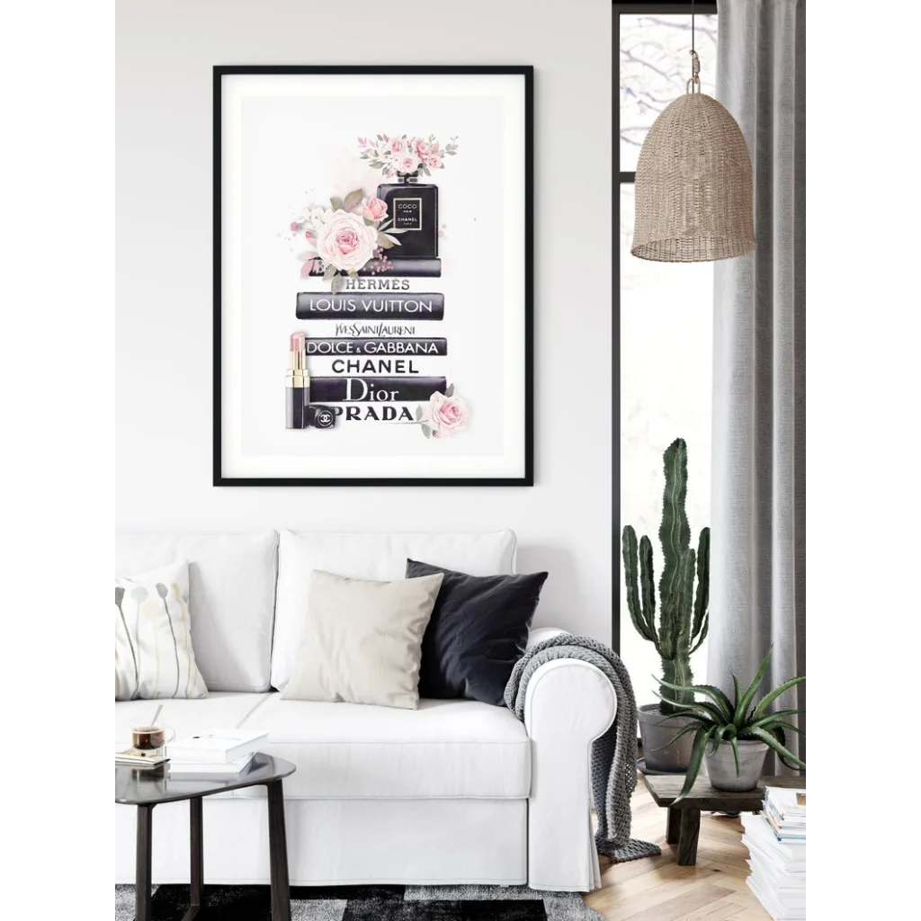 Fashion Book Canvas Wall Art Black Frame 50cm x 70cm