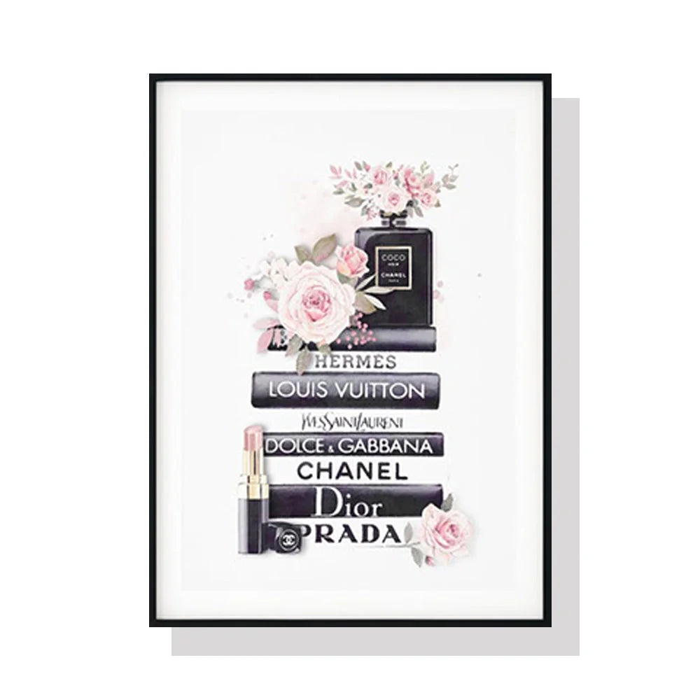 Fashion Book Canvas Wall Art Black Frame 50cm x 70cm