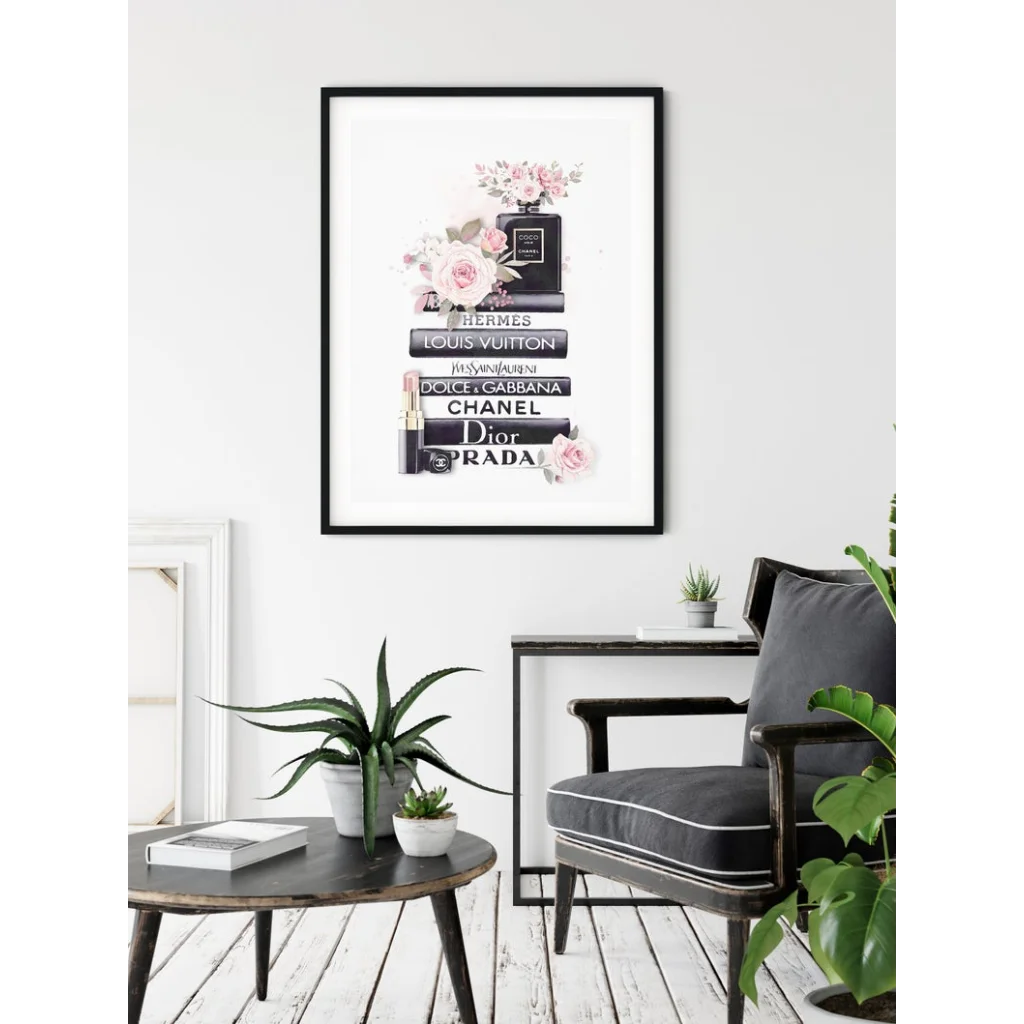 Fashion Book Canvas Wall Art Black Frame 50cm x 70cm