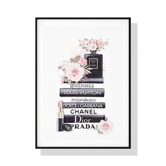 Fashion Book Canvas Wall Art Black Frame 50cm x 70cm