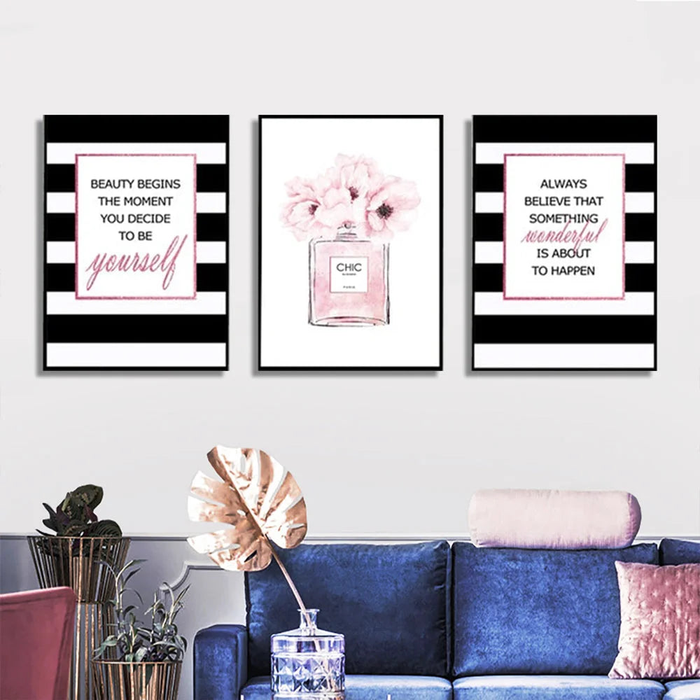 Fashion Prints Wall Art Canvas 70cmx100cm 3 Sets Black