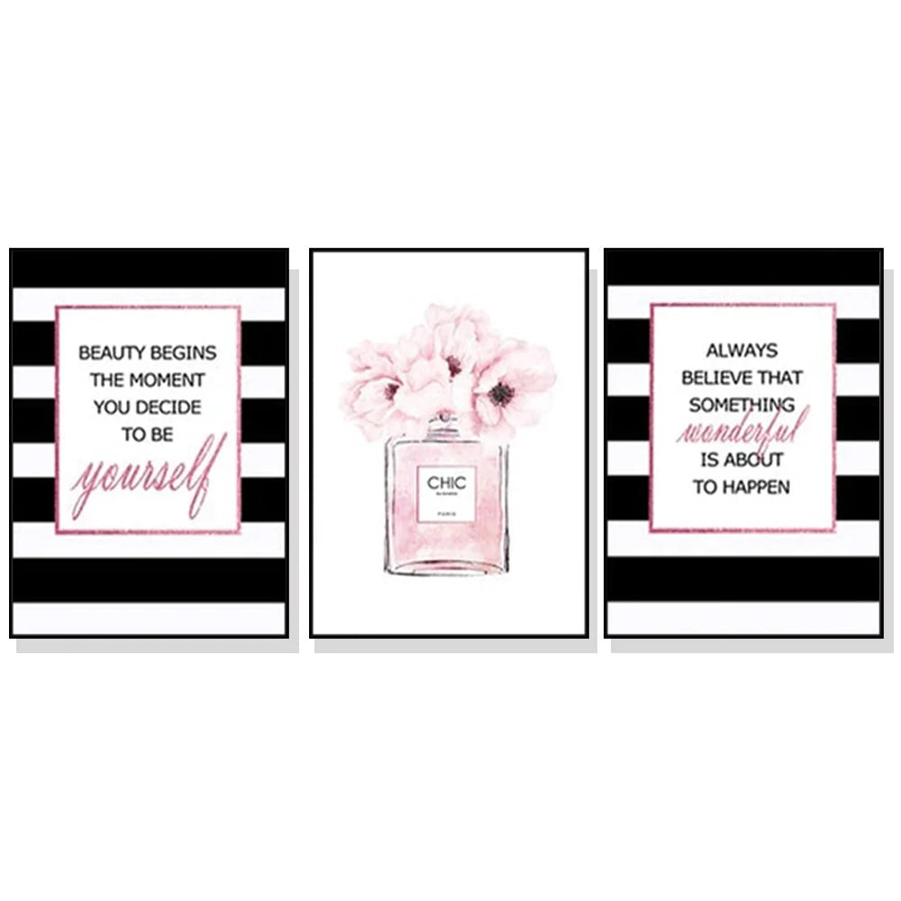 Fashion Prints Wall Art Canvas 70cmx100cm 3 Sets Black