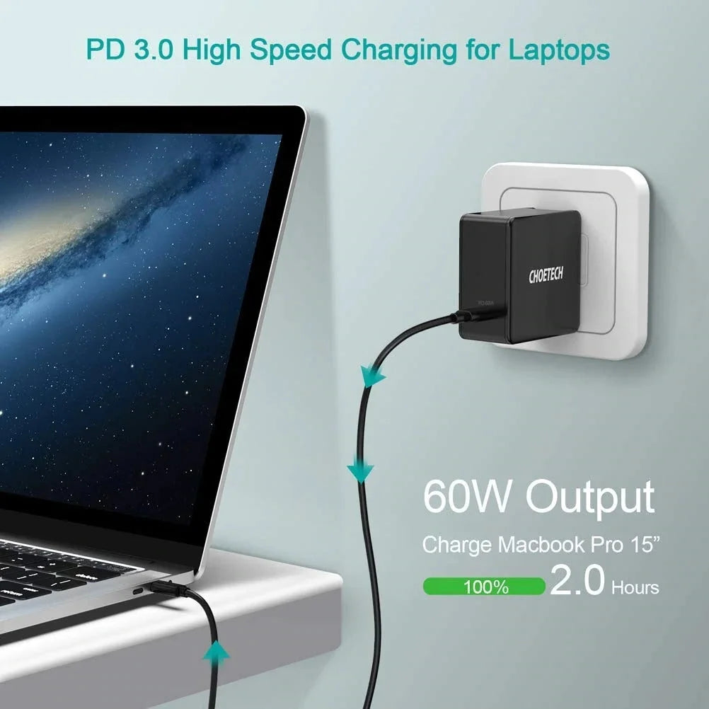 Fast Charging Foldable Adapter 60W PD 3.0 Type-C USB-C