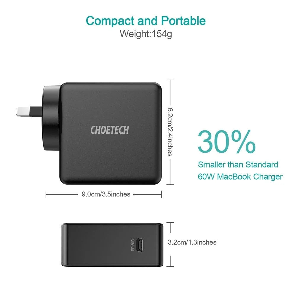 Fast Charging Foldable Adapter 60W PD 3.0 Type-C USB-C