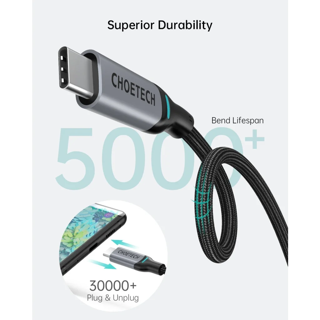 Fast Charging USB-C Braided Cable 100W 1.8M 2 Pack