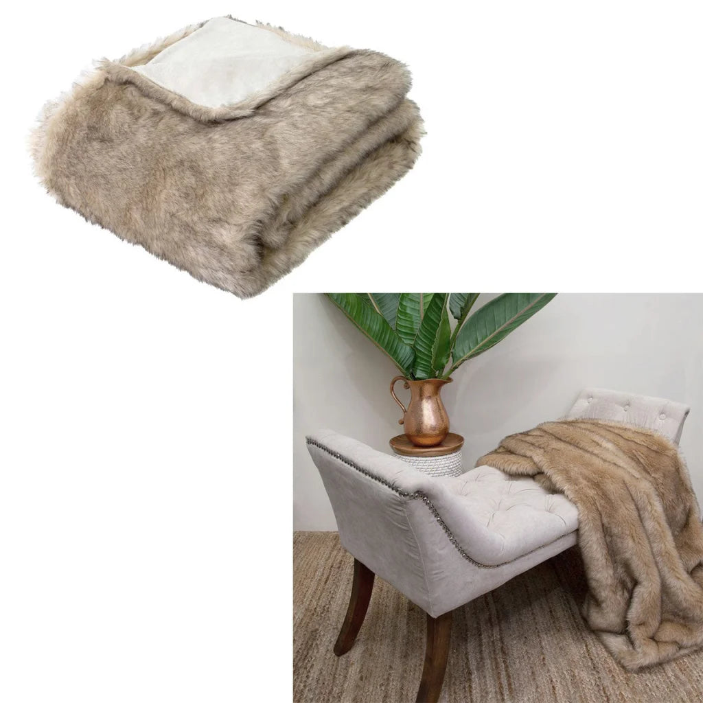 Faux Fur Throw J Elliot Home Brown Fox Luxury 130x160 cm