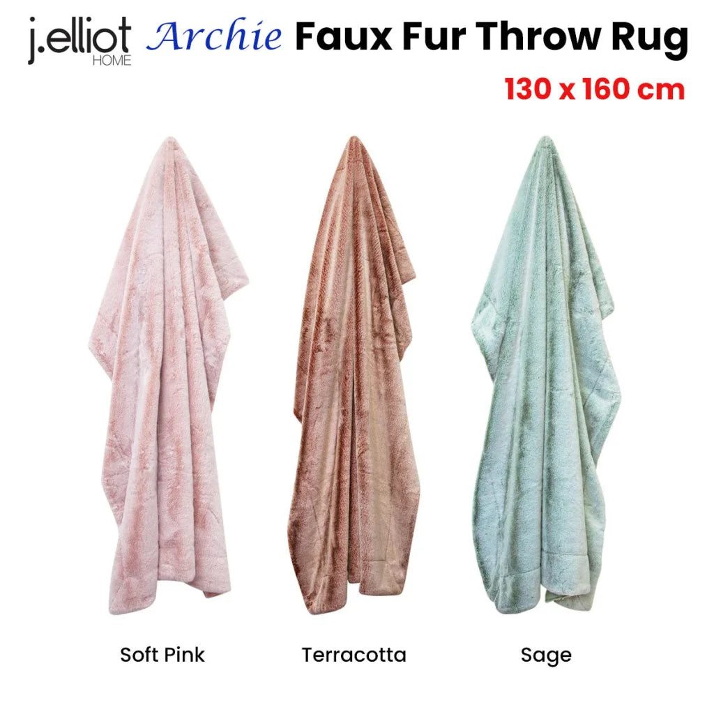 Faux Fur Throw Rug J Elliot Home Archie Sage 130 x 160 cm