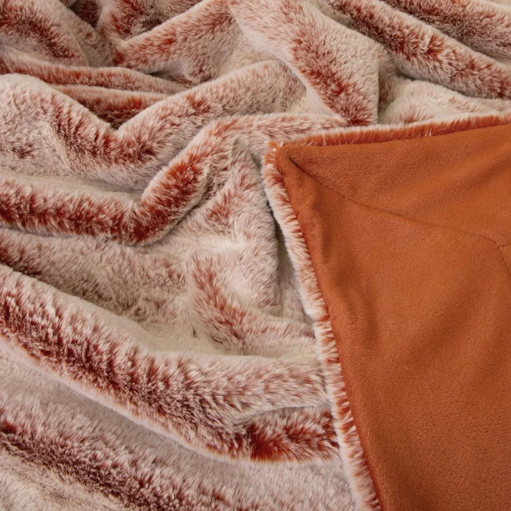 Faux Fur Throw Rug J Elliot Home Archie Terracotta 130 x