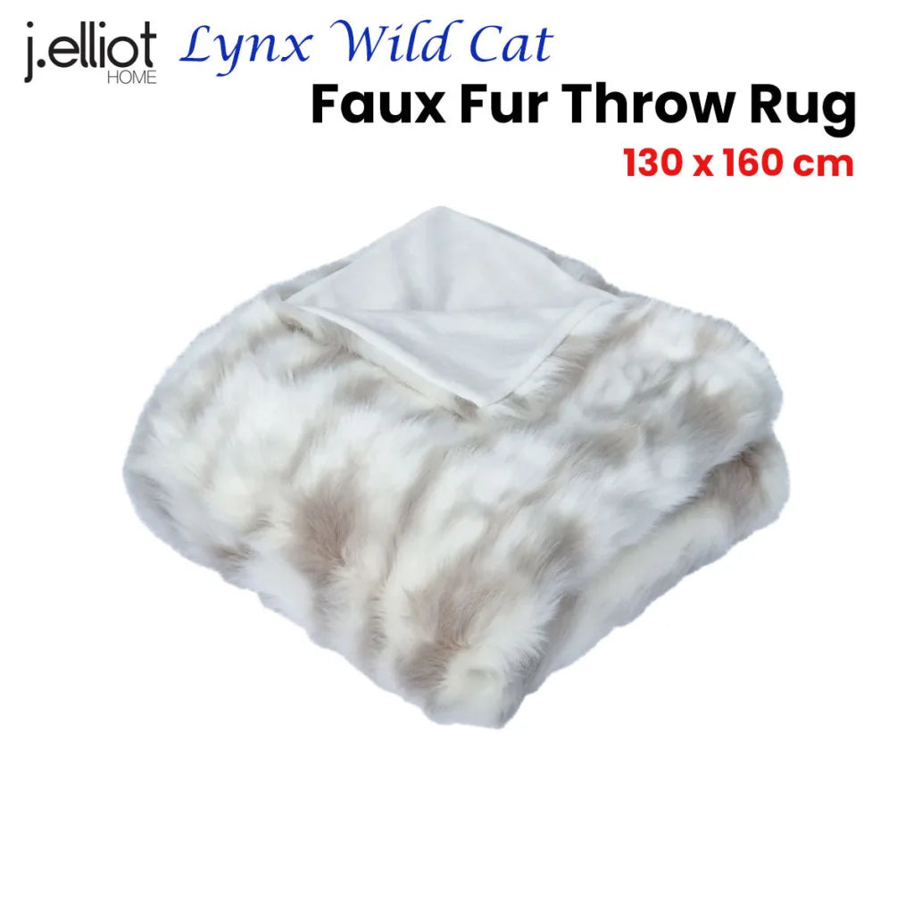 Faux Fur Throw Rug J Elliot Home Lynx Wild Cat 130 x 160 cm