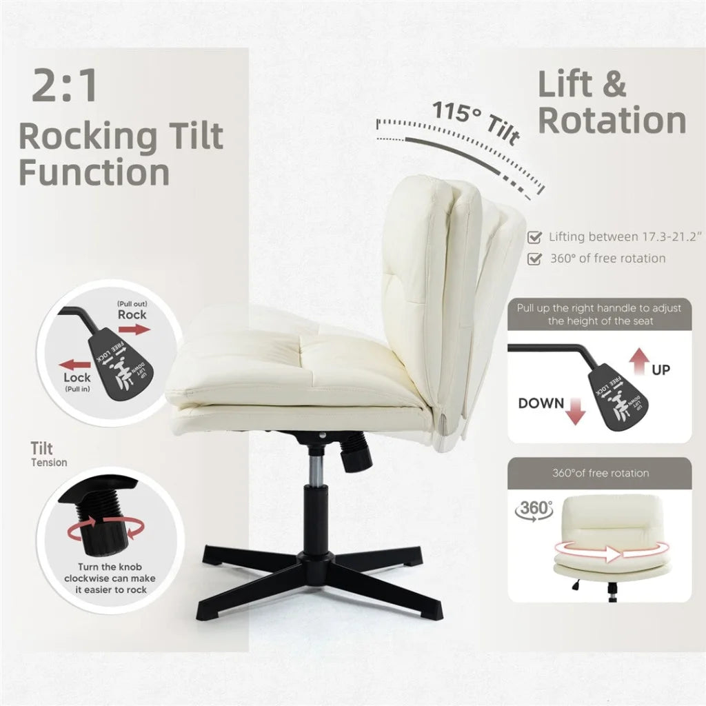 Faux Leather Home Office Chair - Beige - Furniture