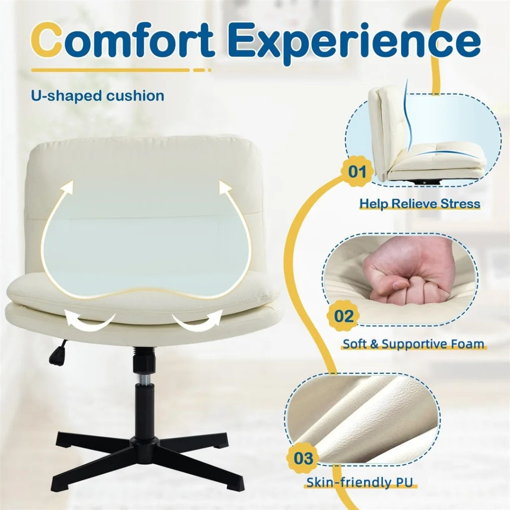 Faux Leather Home Office Chair - Beige - Furniture