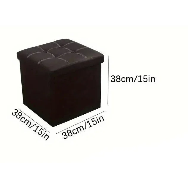 Faux Leather Storage Ottoman - Black 55L - Furniture