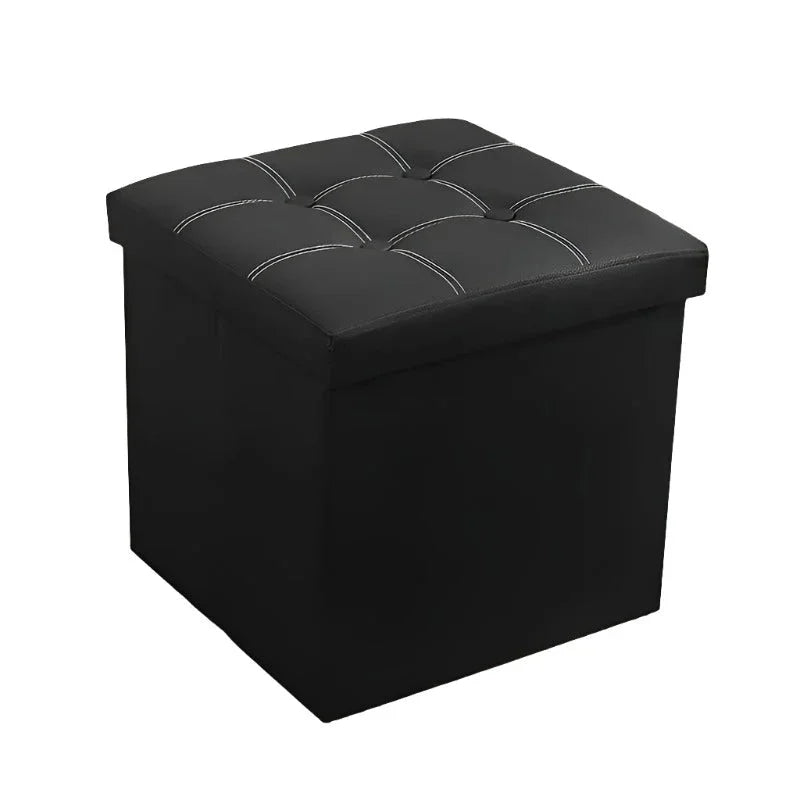 Faux Leather Storage Ottoman - Black 55L - Furniture