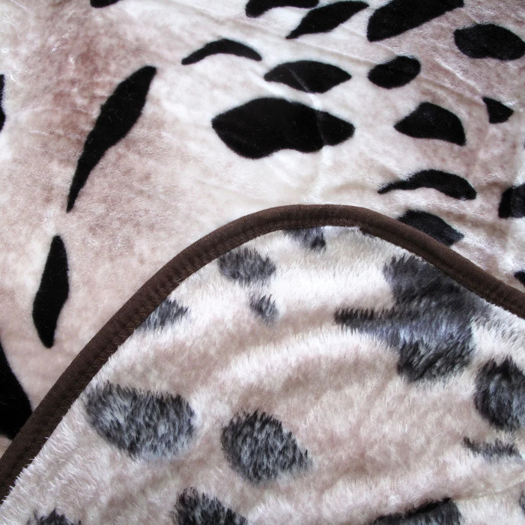 Faux Mink Blanket 375gsm 1 Ply Animal Print Queen 200x240cm