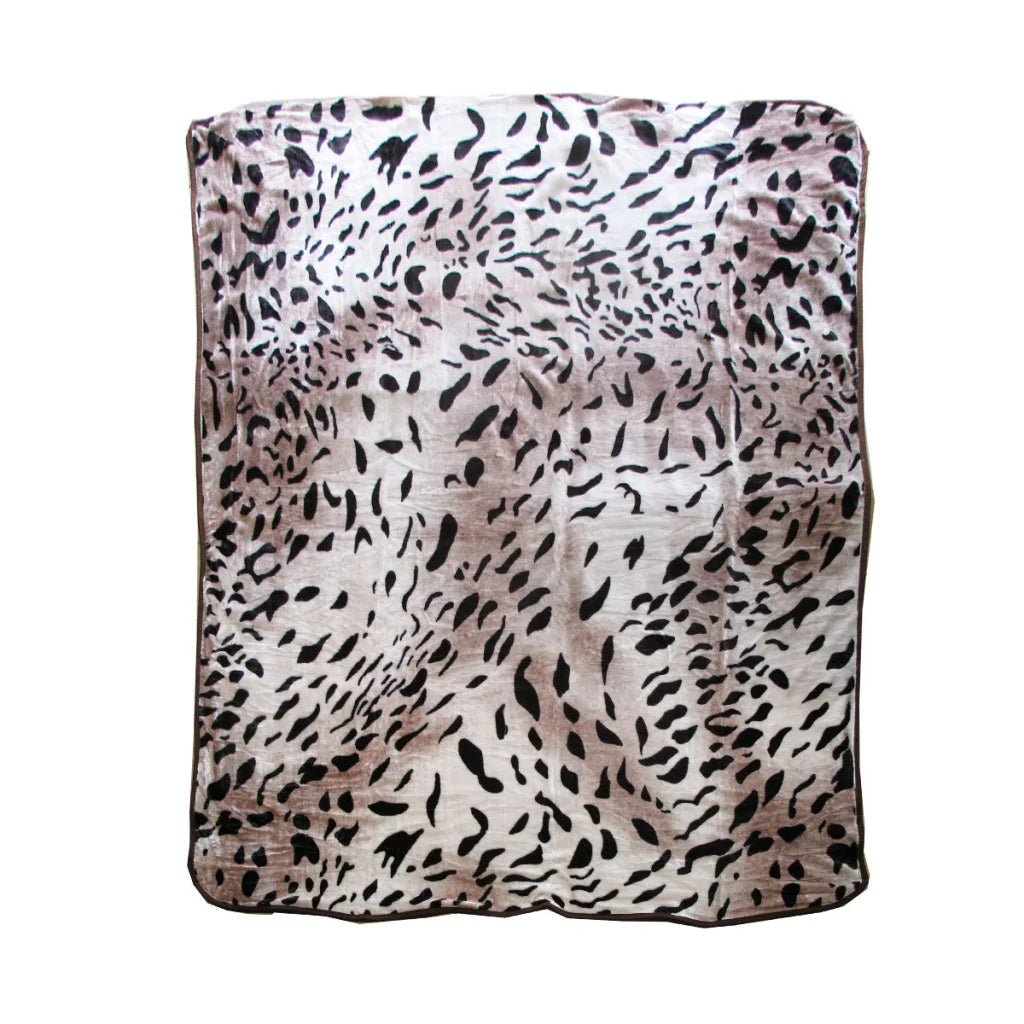 Faux Mink Blanket 375gsm 1 Ply Animal Print Queen 200x240cm