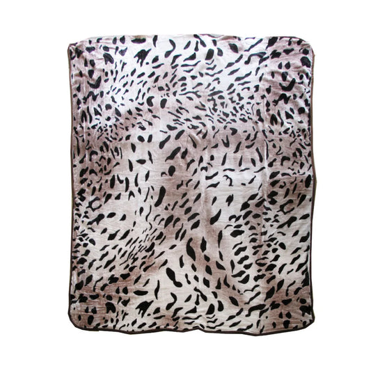 Faux Mink Blanket 375gsm 1 Ply Animal Print Queen 200x240cm