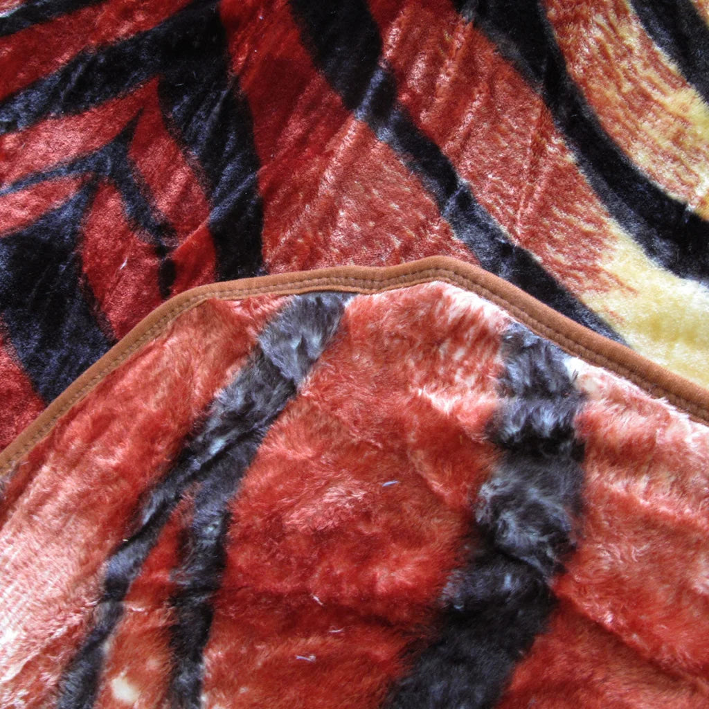 Faux Mink Blanket 375gsm 1 Ply Animal Print Queen 200x240cm