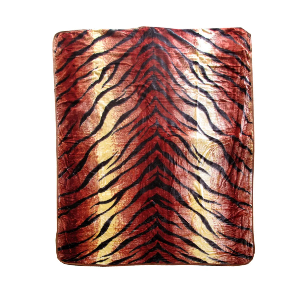 Faux Mink Blanket 375gsm 1 Ply Animal Print Queen 200x240cm