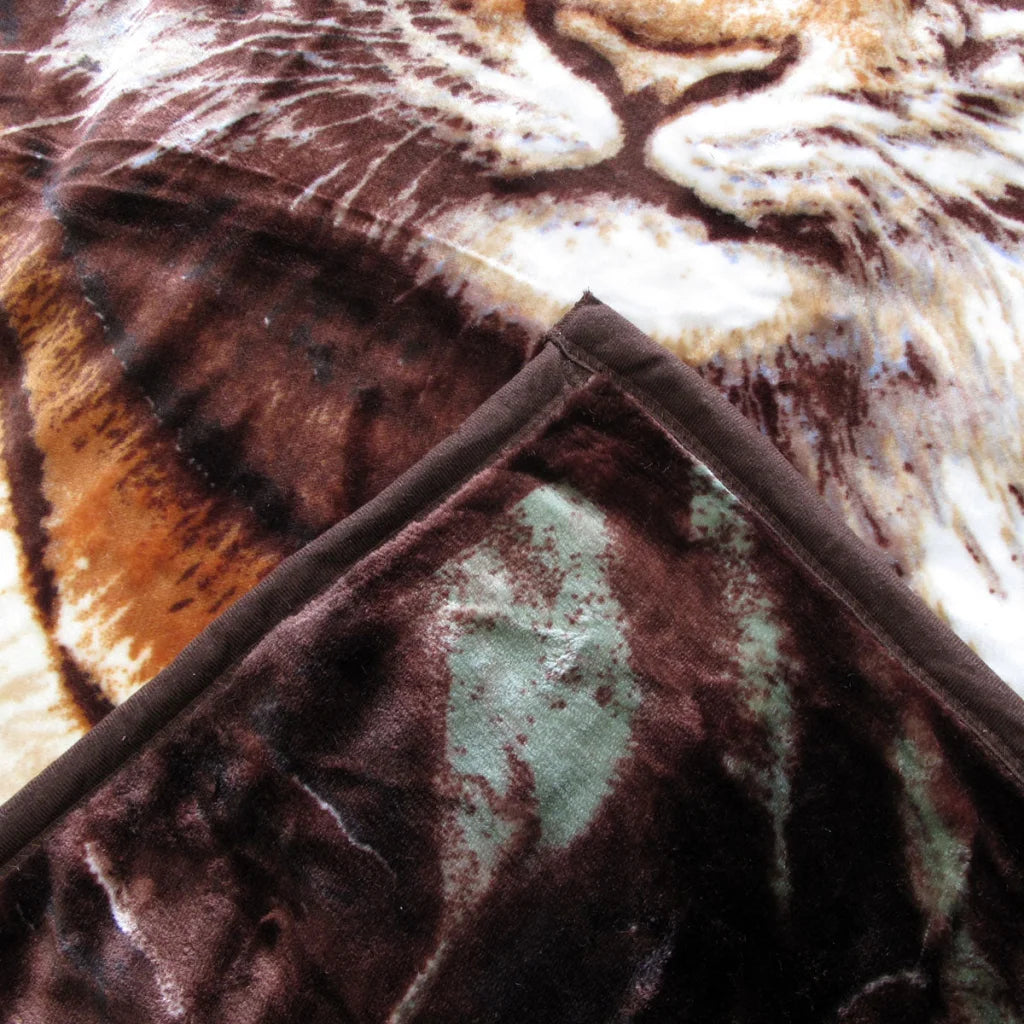 Faux Mink Blanket 675gsm 2 with Ply 3D Print Queen 200x240cm Tiger