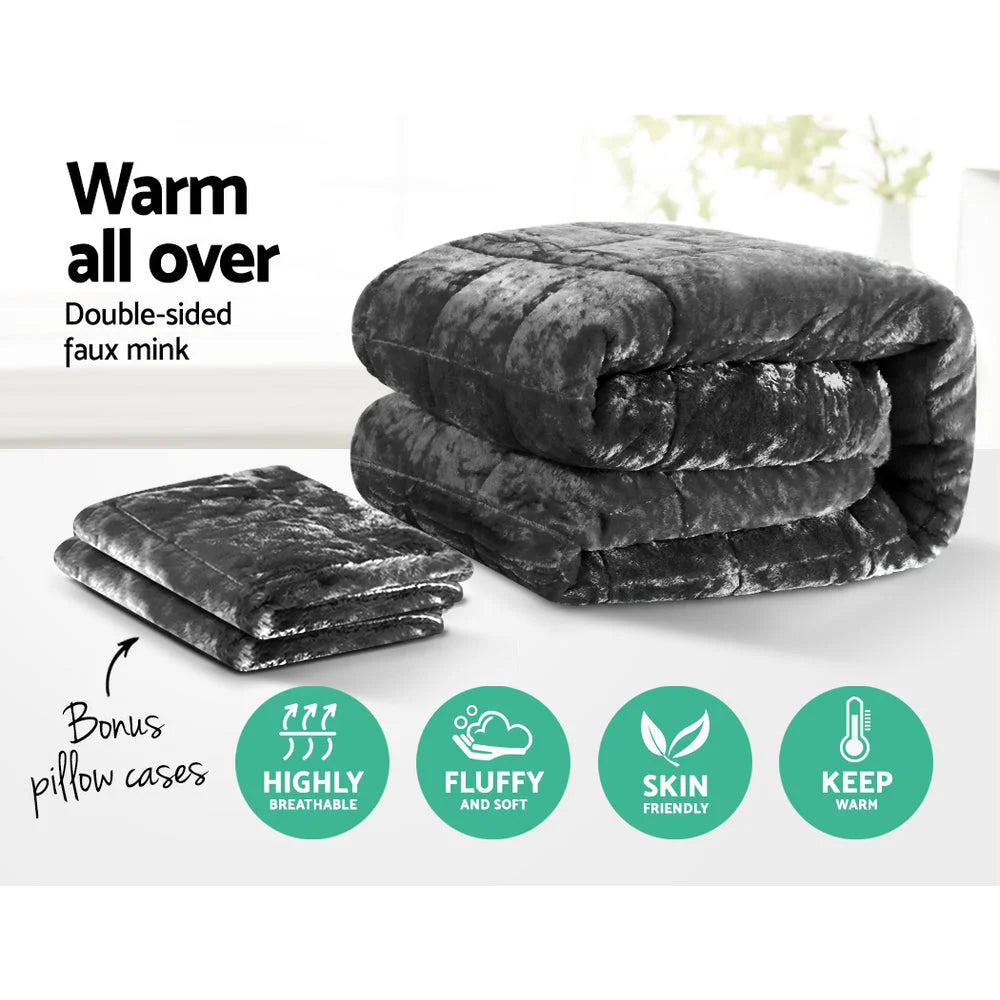 Faux Mink Quilt Comforter Throw Blanket Doona Bedding