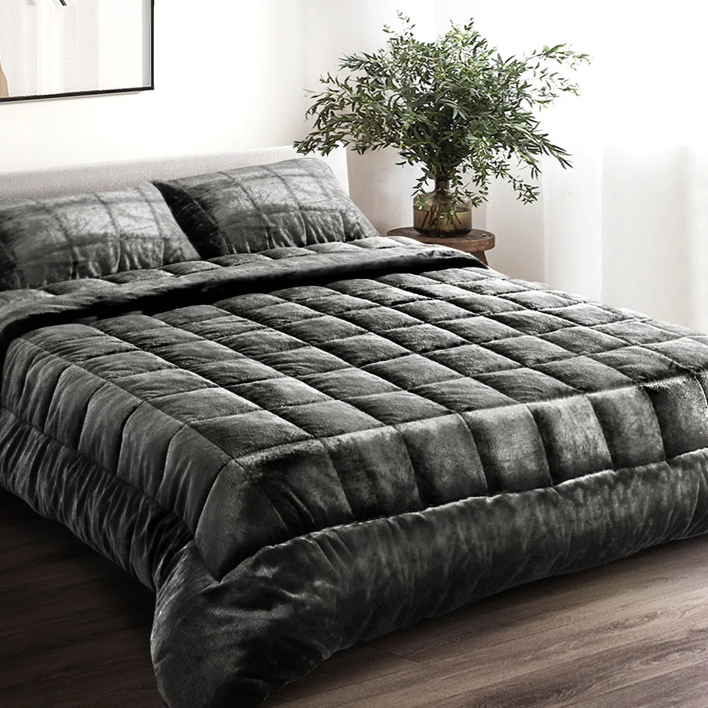 Faux Mink Quilt Fleece Throw Blanket Bedding Comforter