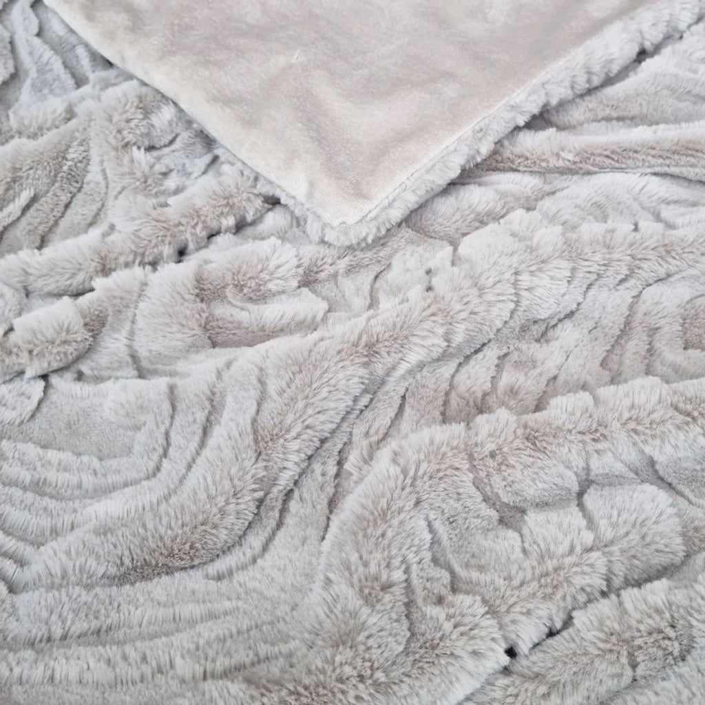 Faux Mohair Throw Rug J Elliot Home Rita Silver Grey 130 x